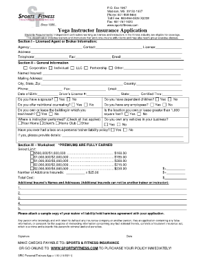 Yoga Instructor Insurance Application