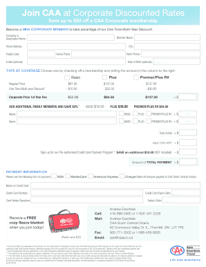 CAA Corporate Membership Application Form