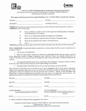 Business sale contract template - Cancellation and Release of Purchase and Sale Contract - mcba