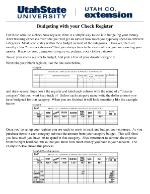 Slsc 12201 - Budgeting with your Check Register - Utah State University Extension - extension usu