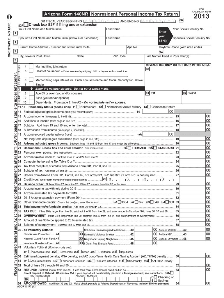 2013 arizona 140nr form Preview on Page 1