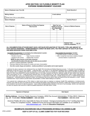 AFES Section 125 Flexible Benefit Plan Expense Reimbursement Voucher