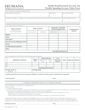 Health Reimbursement Account and Flexible Spending Account Claim Form