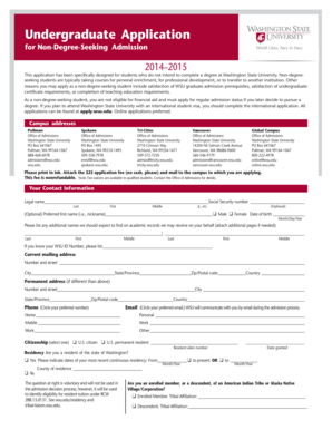 Washington State University Non-Degree Application