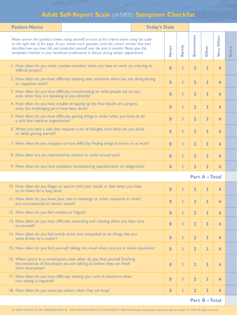 asrs v1 1 score interpretation Preview on Page 1