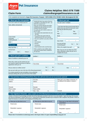Argos Pet Insurance Claim Form