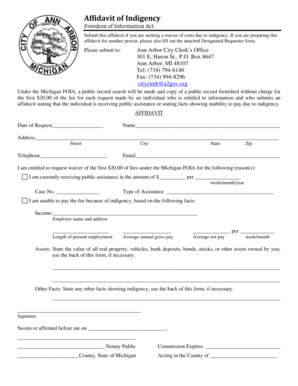 Affidavit of Indigency