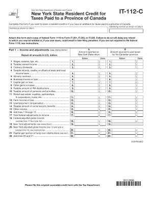 New York State Resident Credit for IT-112-C