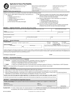 Veteran Plate Eligibility Application
