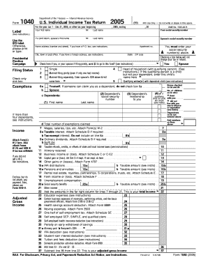 Form 1040 U.S. Individual Income Tax Return 2005