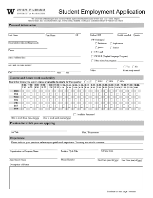 Student Employment Application