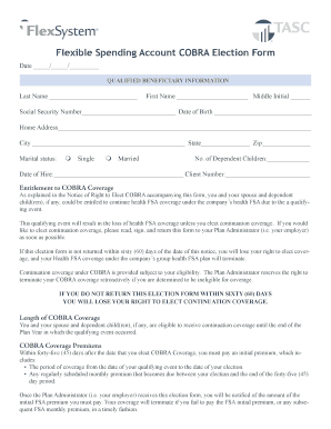 Flexible Spending Account COBRA Election Form