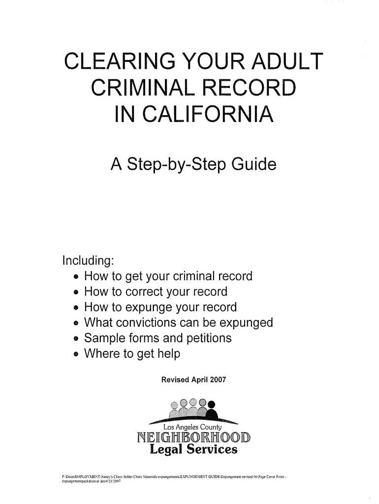 Fillable Online courts ca Clearing Your Adult Criminal Record in