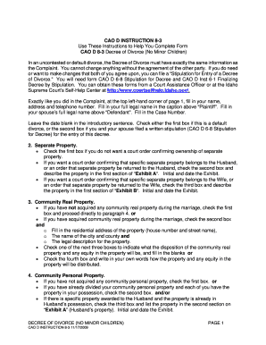 Decree of Divorce No Minor Children