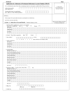 Application for Allotment of Permanent Retirement Account Number (PRAN)
