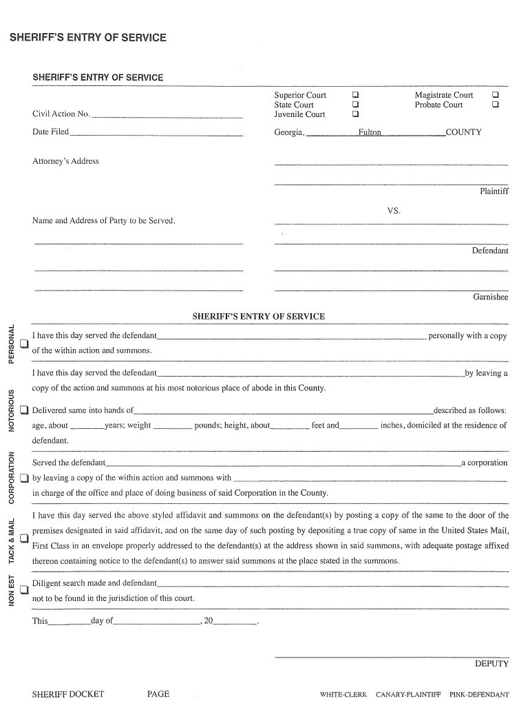 sheriff's entry of service Preview on Page 1