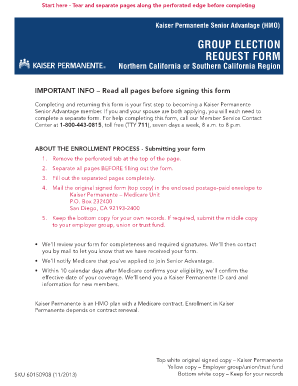 Kaiser Permanente Senior Advantage Group Election Form