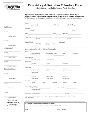 Tacoma Public Schools Volunteer Form