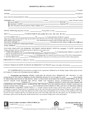 North Carolina Residential Rental Contract
