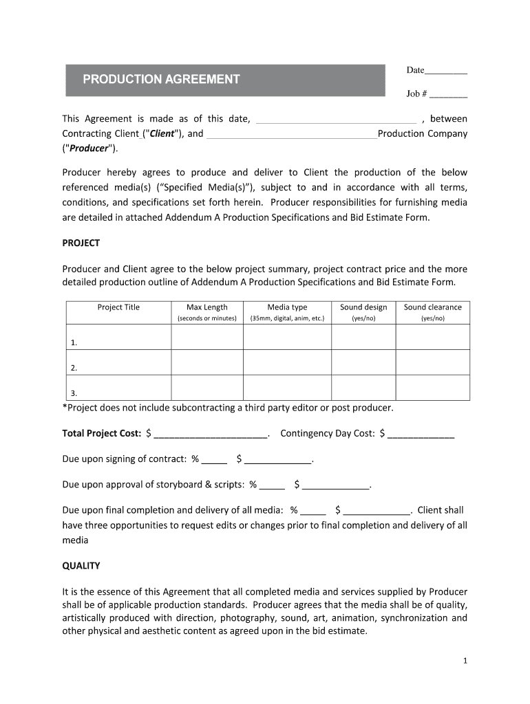Film Production Partnership Agreement Pdf - Fill Online, Printable For free contract manufacturing agreements templates