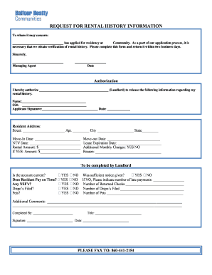 Request for Rental History Information