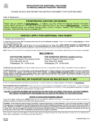 US Passport Additional Visa Pages Application