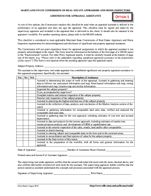 Maryland Appraisal Assistant Addendum