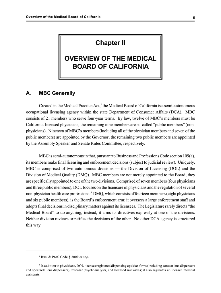 Fillable Online cpil Chapter II OVERVIEW OF THE MEDICAL BOARD OF