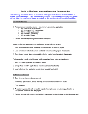 Application Supporting Documentation Checklist