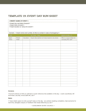 Run Of Show Template Fill Online Printable Fillable Blank Pdffiller