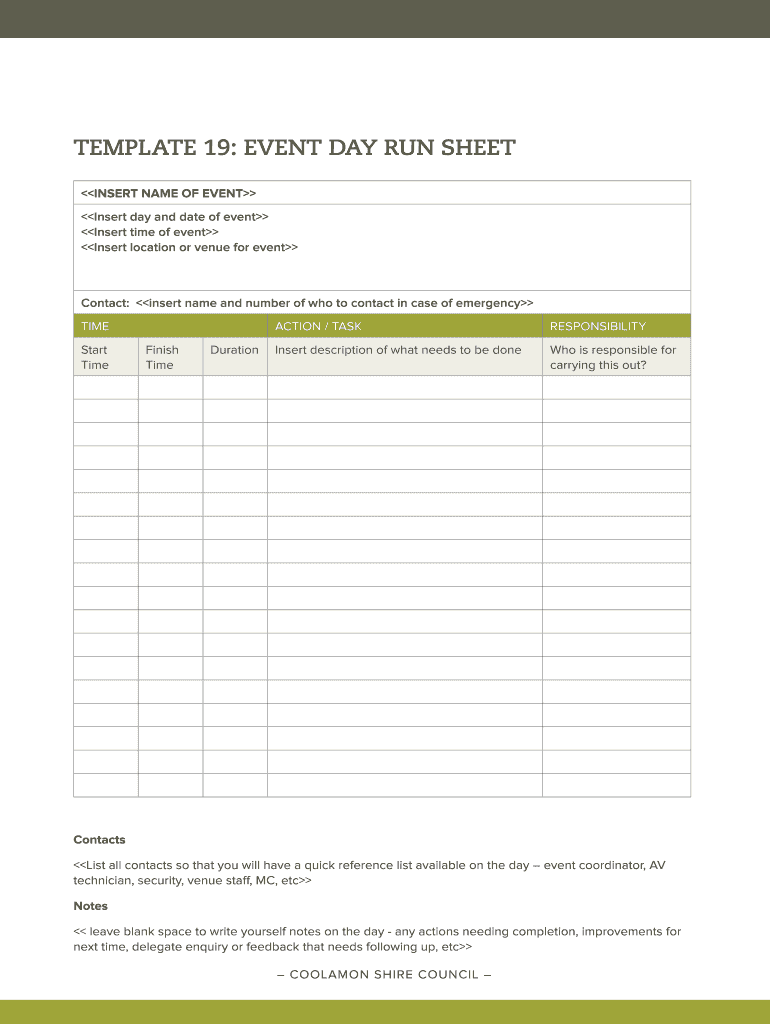 Run Of Show Template Fill Online Printable Fillable Blank Pdffiller