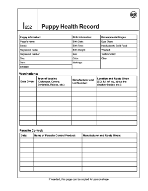 18 Printable Puppy Development Chart Forms and Templates