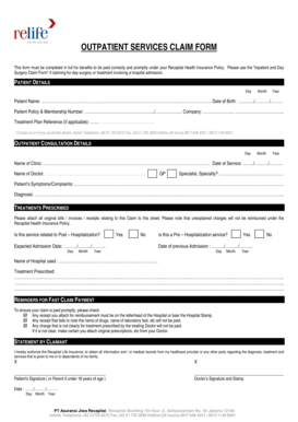 Outpatient Services Claim Form