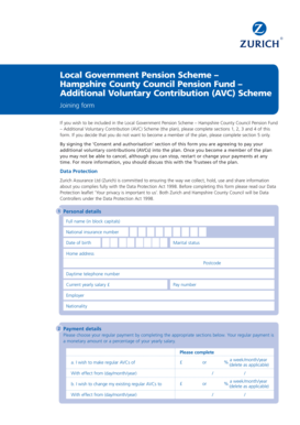 Local Government Pension Scheme AVC Joining Form