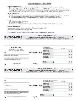 Rhode Island Corporation Tax Return Extension Request