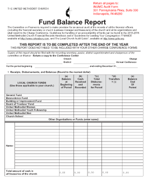 United Methodist Church Fund Balance Report