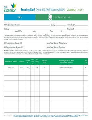 4-H Livestock Ownership Verification Affidavit