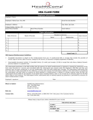 HRA Claim Form