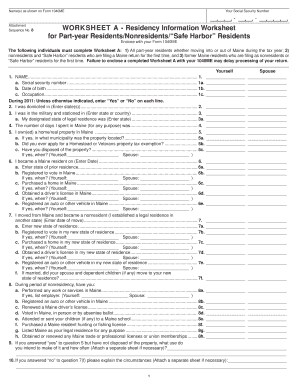 Maine Residency Information Worksheet