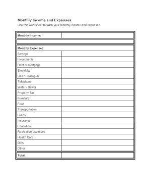 Monthly Income and Expenses Tracker