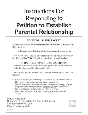 Response to Petition to Establish Parental Relationship