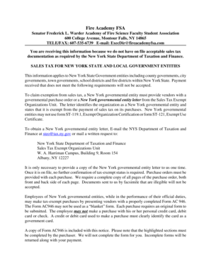 New York State Sales Tax Exemption Certificate