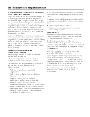 One-Time Death Benefit Recipient Form
