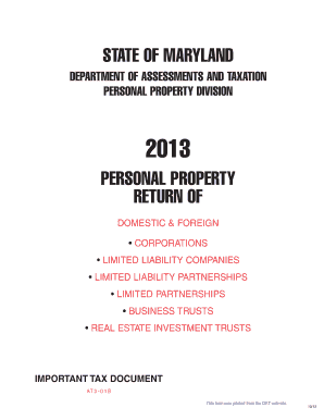 Maryland Personal Property Return Form 1