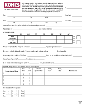Kohl's Employment Application Form