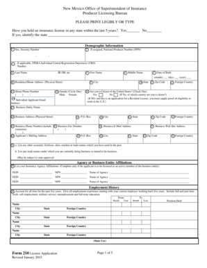 New Mexico Insurance Producer License Application