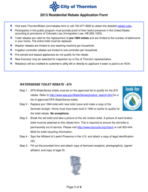 2013 Residential Rebate Application Form