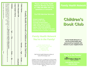 Family Health Network Children's Book Club Form