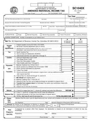 South Carolina Amended Individual Income Tax Form