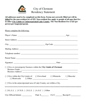 Clermont Residency Statement
